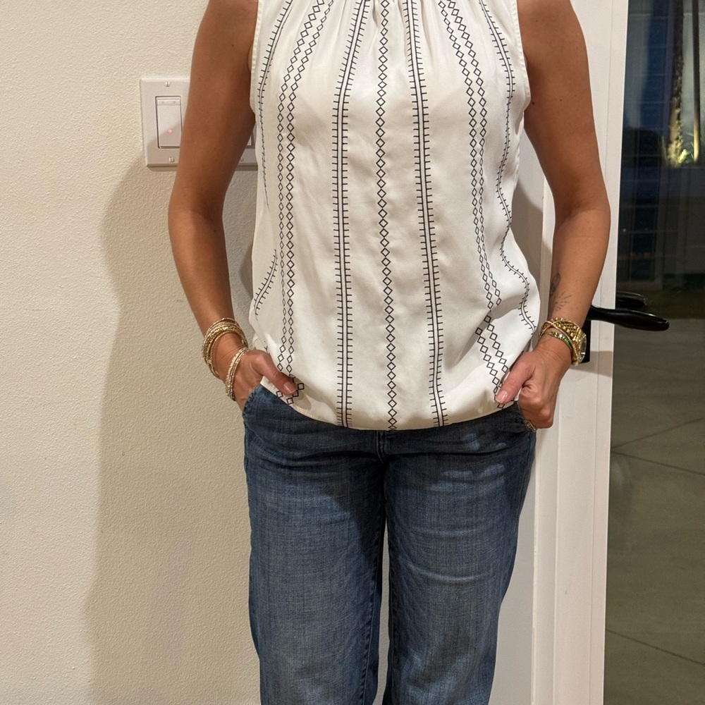White Patterned Sleeveless Top